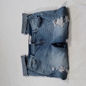 Torrid Denim Distressed Jeans Cropped Ragged Hem Cuffed Straight Leg Size 18